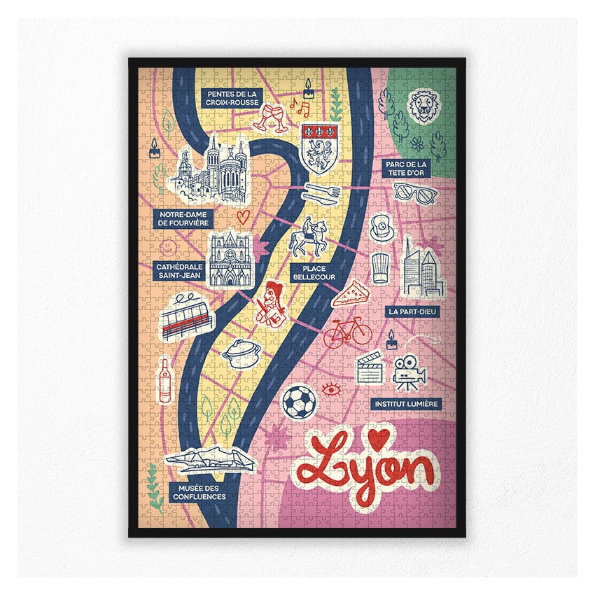 Puzzle Carte Lyon 1000 pièces