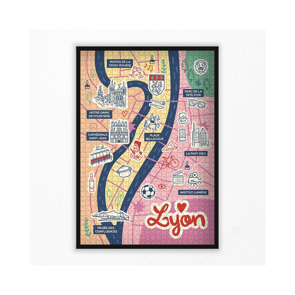 Puzzle Carte Lyon 1000 pièces