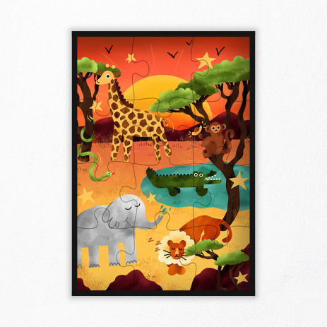 Puzzle Animaux de la Savane 12 pcs