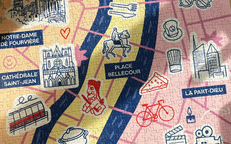 Zoom puzzle carte de Lyon